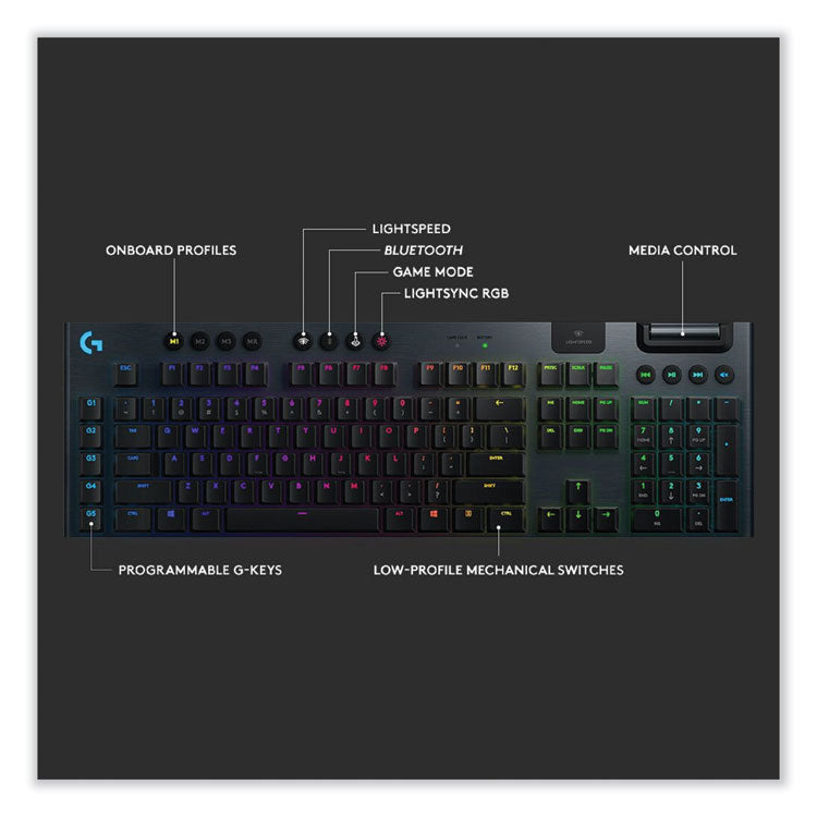 G915 LIGHTSPEED Wireless RGB Mechanical Gaming Keyboard, Linear Switch, Black