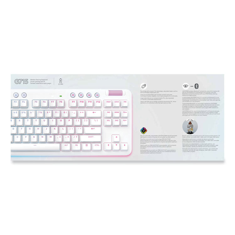 G715 Wireless Gaming Keyboard, 87 Keys, White