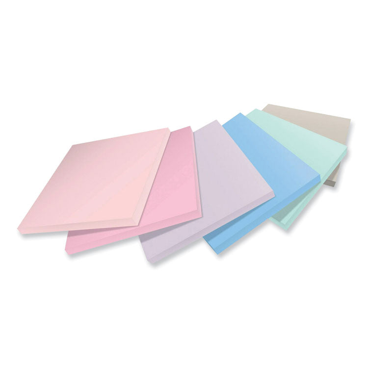 100% Recycled Paper Super Sticky Notes, 3" x 3", Wanderlust Pastels, 70 Sheets/Pad, 12 Pads/Pack