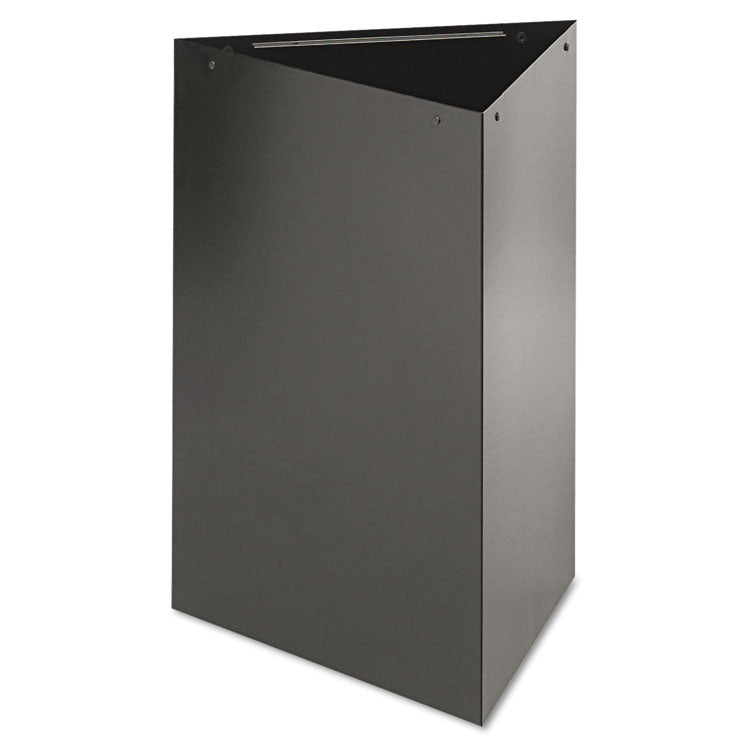 Trifecta Waste Receptacle, 26" High Base, 15 gal, Steel, Black