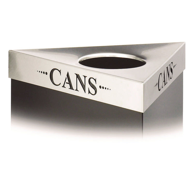 Trifecta Waste Receptacle Lid, Laser Cut "cans" Inscription, 20w X 20d X 3h, Stainless Steel