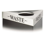 Trifecta Waste Receptacle Lid, Laser Cut "WASTE" Inscription, 20w x 20d x 3h, Stainless Steel