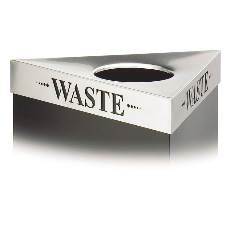 Trifecta Waste Receptacle Lid, Laser Cut "WASTE" Inscription, 20w x 20d x 3h, Stainless Steel