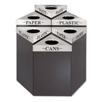 Trifecta Waste Receptacle, 38" High Base, Steel, Black