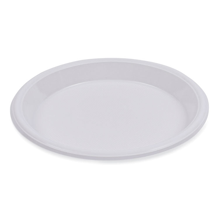 Hi-Impact Plastic Dinnerware, Plate, 10" Dia, White, 500/carton