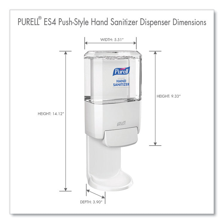 Push-Style Hand Sanitizer Dispenser, 1,200 Ml, 5.25 X 8.56 X 12.13, White