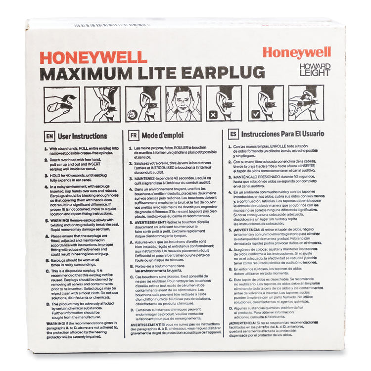 MAXIMUM Lite Single-Use Earplugs, Cordless, 30NRR, Green, 200 Pairs