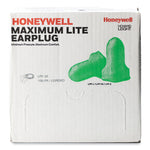 MAXIMUM Lite Single-Use Earplugs, Corded, 30NRR, Green, 100 Pairs