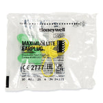MAXIMUM Lite Single-Use Earplugs, Corded, 30NRR, Green, 100 Pairs