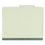 Four-Section Pressboard Classification Folders, 2" Expansion, 1 Divider, 4 Fasteners, Letter Size, Green Exterior, 10/Box
