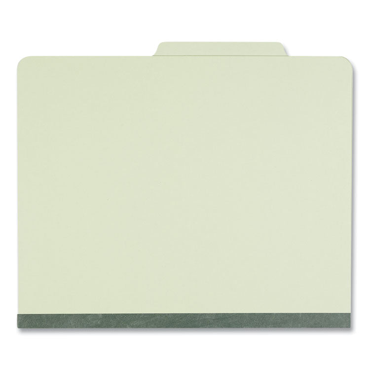 Four-Section Pressboard Classification Folders, 2" Expansion, 1 Divider, 4 Fasteners, Letter Size, Green Exterior, 10/Box