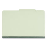 Four-Section Pressboard Classification Folders, 2" Expansion, 1 Divider, 4 Fasteners, Legal Size, Green Exterior, 10/Box