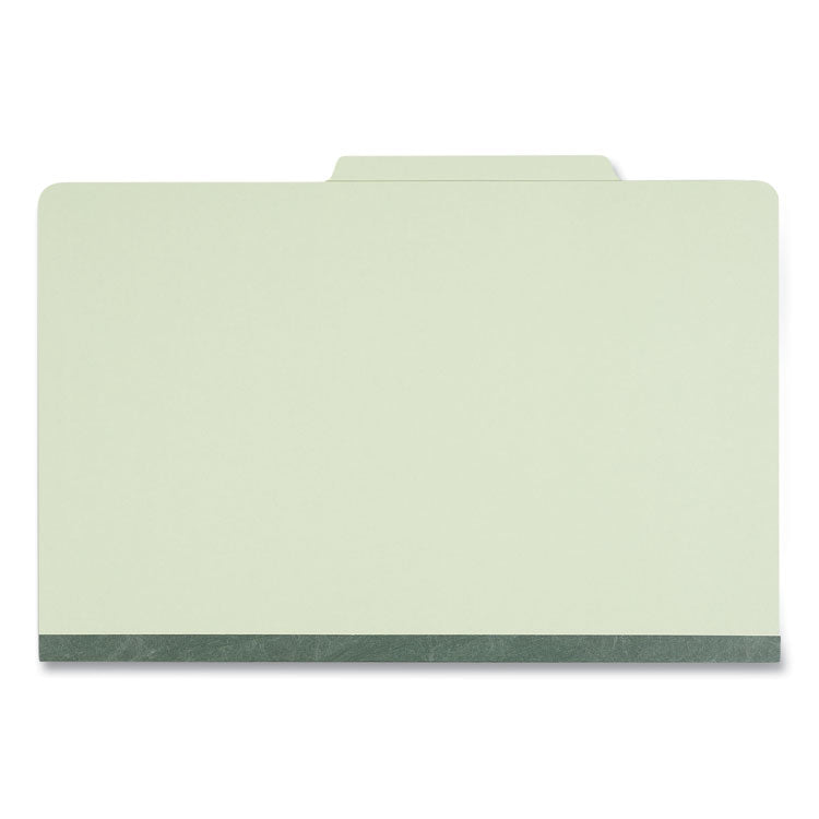Four-Section Pressboard Classification Folders, 2" Expansion, 1 Divider, 4 Fasteners, Legal Size, Green Exterior, 10/Box