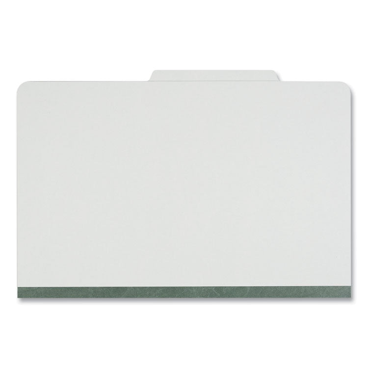 Four-Section Pressboard Classification Folders, 2" Expansion, 1 Divider, 4 Fasteners, Legal Size, Gray Exterior, 10/Box