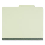 Six-Section Pressboard Classification Folders, 2" Expansion, 2 Dividers, 6 Fasteners, Letter Size, Green Exterior, 10/Box