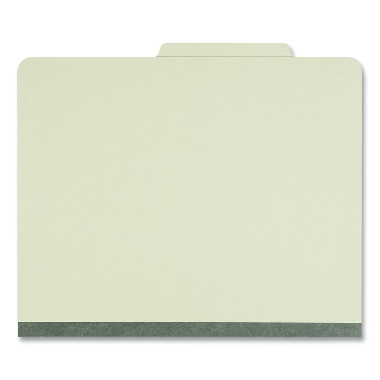 Six-Section Pressboard Classification Folders, 2" Expansion, 2 Dividers, 6 Fasteners, Letter Size, Green Exterior, 10/Box