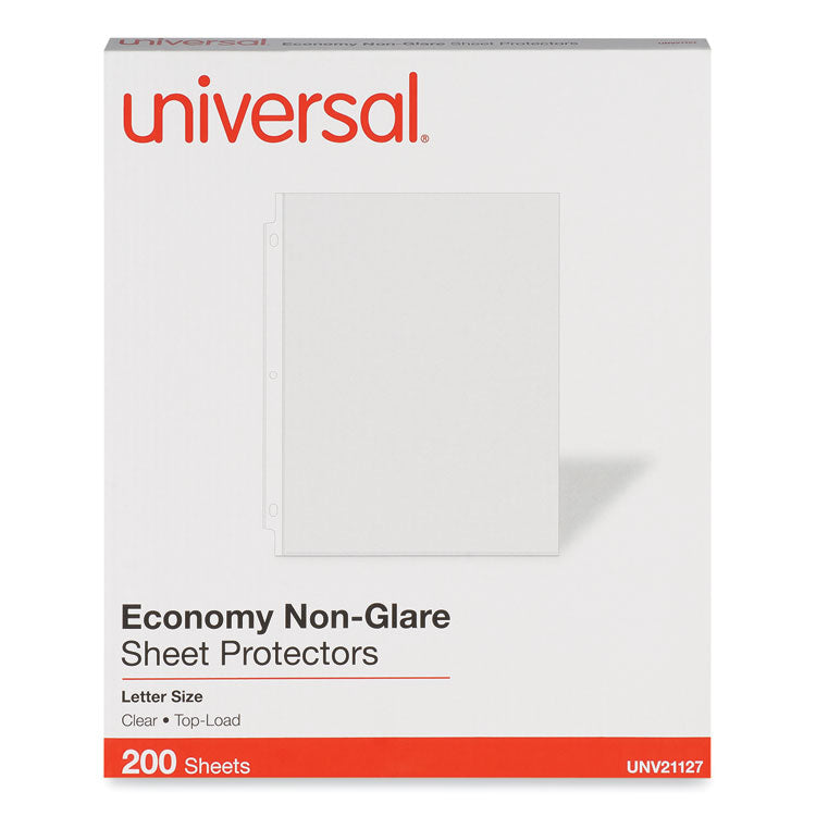 Standard Sheet Protectors, Light-Duty, Side: 3-Hole Punched, Top Load 8.5 x 11 Insert, Nonglare Clear Front, 200/Box