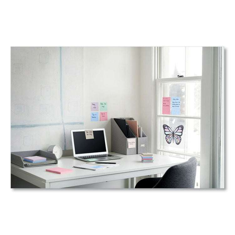 100% Recycled Paper Super Sticky Notes, 3" x 3", Wanderlust Pastels, 70 Sheets/Pad, 24 Pads/Pack