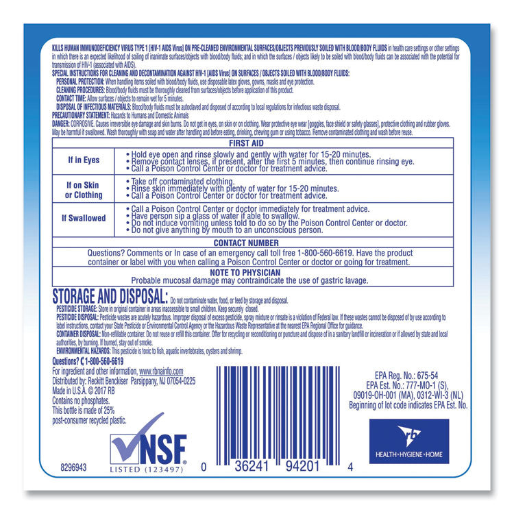 Disinfectant Heavy-Duty Bathroom Cleaner Concentrate, Fresh Lime, 1 gal Bottle, 4/Carton