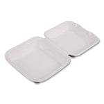 Molded Fiber Hinged Clamshell Containers, 8 x 8 x 3, White, Sugarcane, 200/Carton