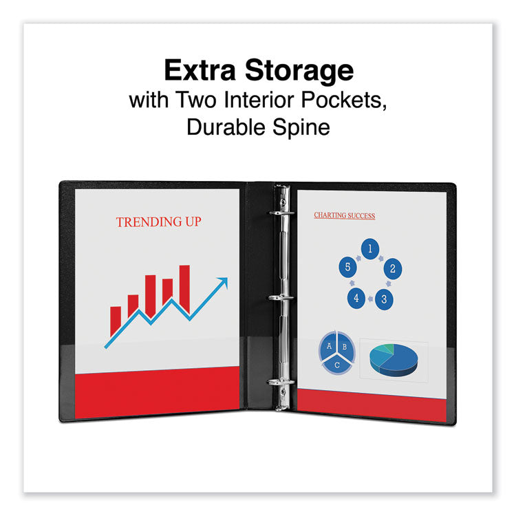 Deluxe Non-View D-Ring Binder With Label Holder, 3 Rings, 1" Capacity, 11 X 8.5, Black