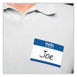 Printable Adhesive Name Badges, 3.38 X 2.33, Blue "hello", 100/pack