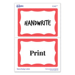 Printable Adhesive Name Badges, 3.38 X 2.33, Red Border, 100/pack