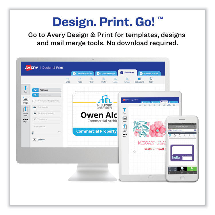 Printable Adhesive Name Badges, 3.38 X 2.33, Red Border, 100/pack