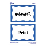 Printable Adhesive Name Badges, 3.38 X 2.33, Blue Border, 100/pack