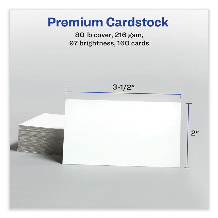 Print-To-The-Edge Microperf Business Cards W/sure Feed Technology, Color Laser, 2x3.5, White, 160 Cards, 8/sheet,20 Sheets/pk