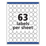 Removable Multi-Use Labels, Inkjet/Laser Printers, 1" dia, White, 63/Sheet, 15 Sheets/Pack