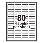 Labels, Inkjet/laser Printers, 0.5 X 1.75, White, 80/sheet, 100 Sheets/pack