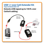 USB Over CAT5/CAT6 Extender, Transmitter and Receiver, 1 Port, Range Up to 150 ft