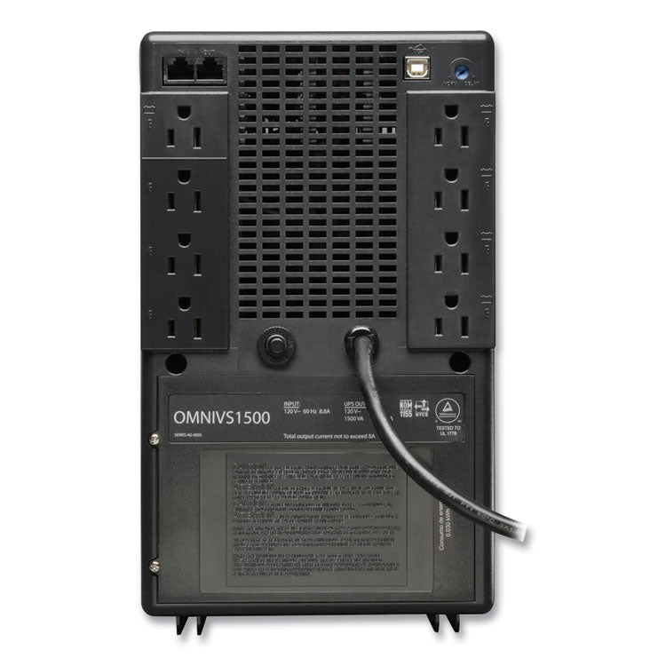 OmniVS Line-Interactive UPS Tower, 8 Outlets, 1,500 VA, 510 J