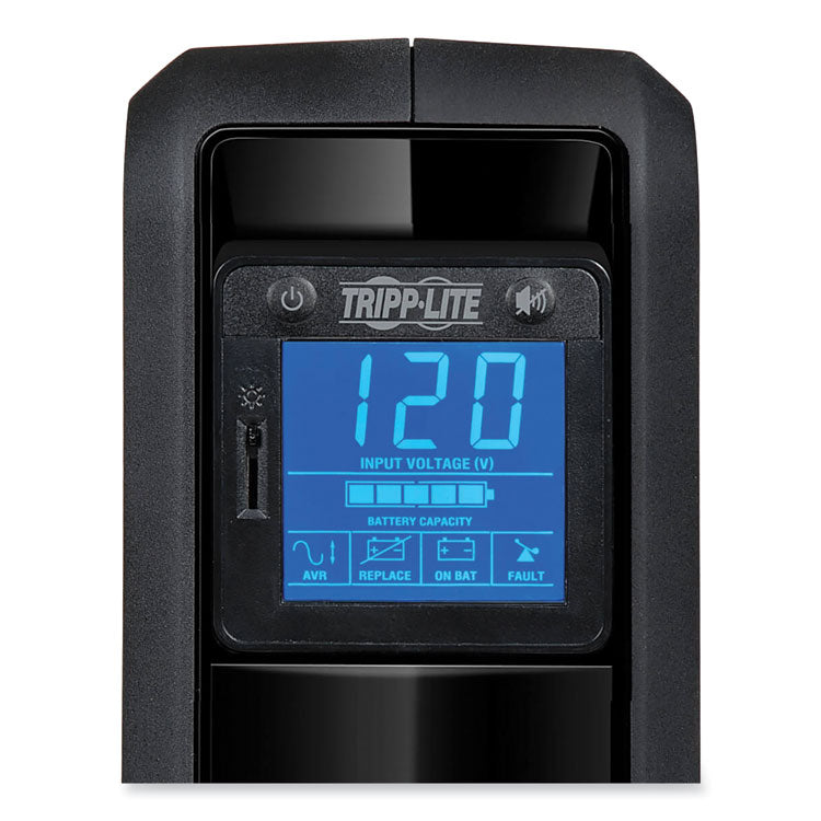 OmniSmart LCD Line-Interactive UPS Tower, 8 Outlets, 650 VA, 480 J