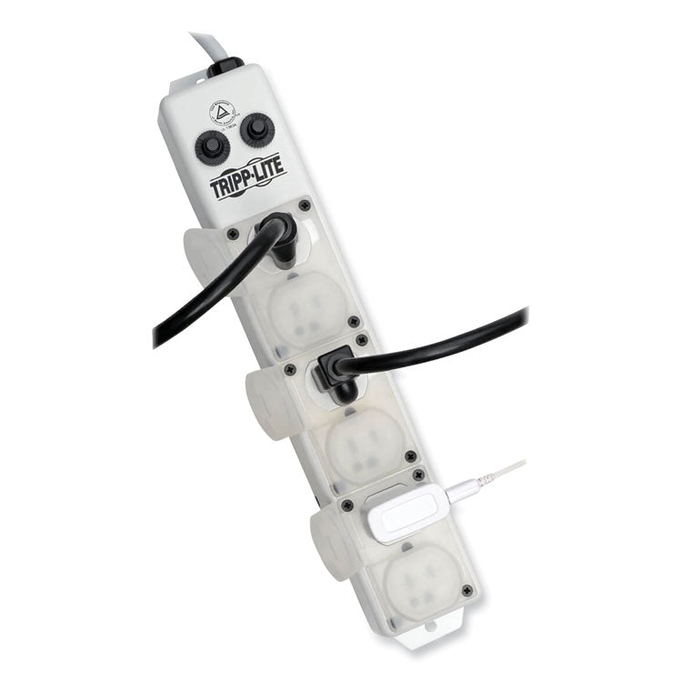 Medical-Grade Power Strip for Patient-Care Vicinity, 6 Outlets, 15 ft Cord, White