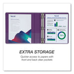 Durable D-Ring View Binders, 3 Rings, 2" Capacity, 11 x 8.5, Blueberry/Blue Coconut/Dragonfruit/Purple, 4/Pack