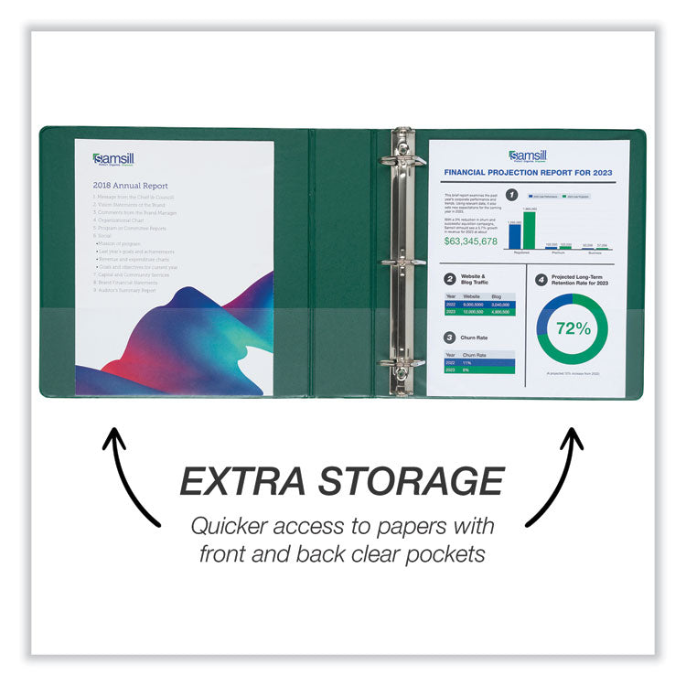 Durable D-Ring View Binders, 3 Rings, 2" Capacity, 11 x 8.5, Black/Blue/Green/Red, 4/Pack