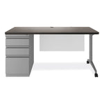Alera Modern Teacher Series Pedestal Desk, Left-Side Pedestal: Box/Box/File, 60" x 24" x 28.75", Charcoal Woodgrain/Gray