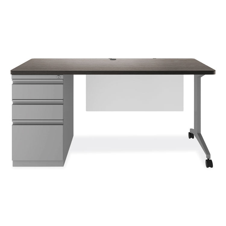 Alera Modern Teacher Series Pedestal Desk, Left-Side Pedestal: Box/Box/File, 60" x 24" x 28.75", Charcoal Woodgrain/Gray