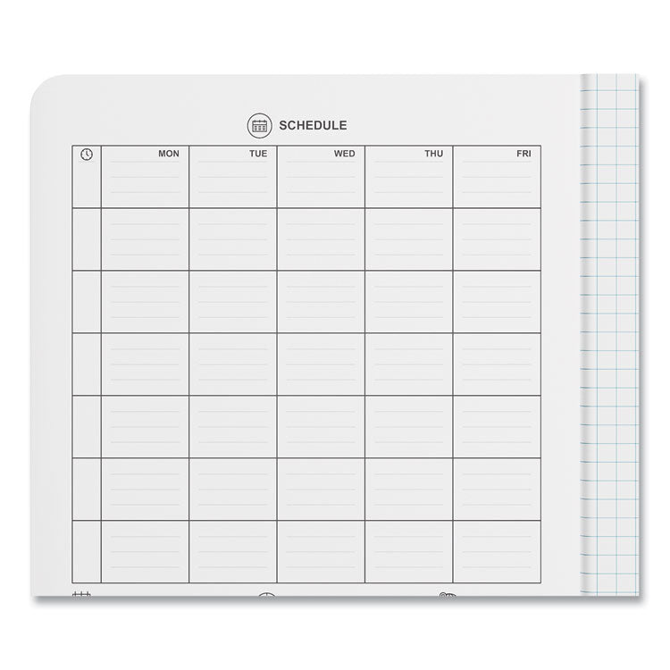 Quad Rule Composition Book, Quadrille Rule (4 sq/in), Black Marble Cover, (100) 9.75 x 7.5 Sheets