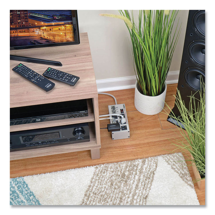 Isobar Surge Protector, 6 AC Outlets, 6 ft Cord, 3,330 J, Light Gray