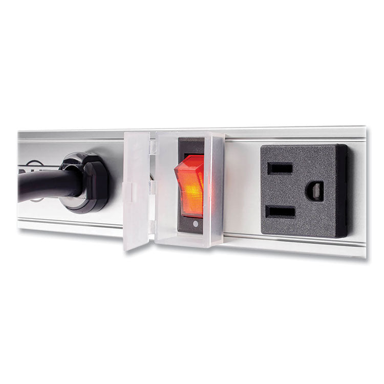 Vertical Power Strip, 8 Outlets, 15 ft Cord, Silver