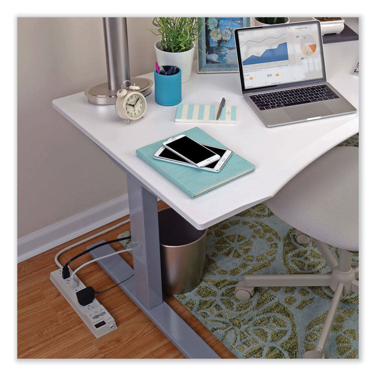 Protect It! Home Computer Surge Protector, 8 AC Outlets, 8 ft Cord, 1,080 J, White