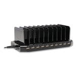 Desktop Charging Station with Adjustable Storage, 10 Devices, 9.4 x 4.7 x 1, Black
