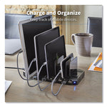 Desktop Charging Station with Adjustable Storage, 10 Devices, 9.4 x 4.7 x 1, Black