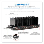 Desktop Charging Station with Adjustable Storage, 10 Devices, 9.4 x 4.7 x 1, Black