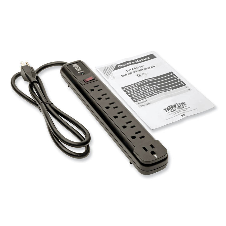 Protect It! Surge Protector, 7 AC Outlets, 4 ft Cord, 1,080 J, Black