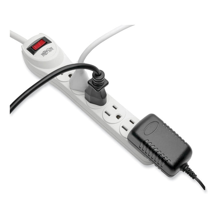 Protect It! Home Computer Surge Protector, 6 AC Outlets, 2 ft Cord, 180 J, Light Gray