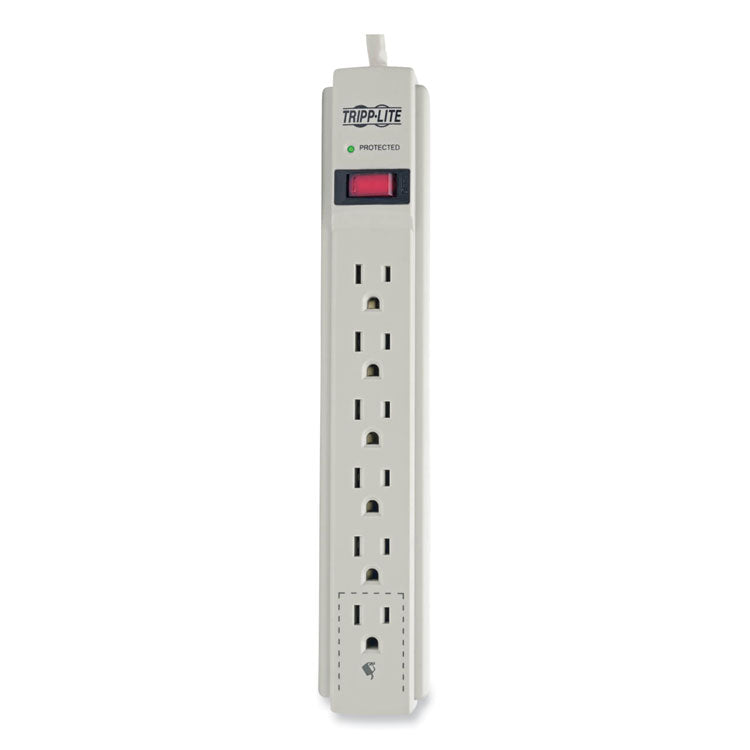 Protect It! Surge Protector, 6 AC Outlets, 4 ft Cord, 790 J, Light Gray
